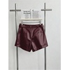 image:imageRoseSeek Womens A Line Leather Shorts Pleated Front High Waisted Wide Leg Mini Shorts Office WearBurgundy