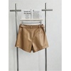 image:imageRoseSeek Womens A Line Leather Shorts Pleated Front High Waisted Wide Leg Mini Shorts Office WearKhaki