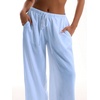 image:imageRoseSeek Womens Beach Cover Ups Wide Leg Loose Linen Pants Swimsuit Coverup Summer Vacation Outfits 2026Bright Blue