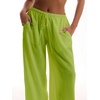 image:imageRoseSeek Womens Beach Cover Ups Wide Leg Loose Linen Pants Swimsuit Coverup Summer Vacation Outfits 2026Bright Green