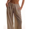 image:imageRoseSeek Womens Beach Cover Ups Wide Leg Loose Linen Pants Swimsuit Coverup Summer Vacation Outfits 2026Brown