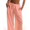 image:imageRoseSeek Womens Beach Cover Ups Wide Leg Loose Linen Pants Swimsuit Coverup Summer Vacation Outfits 2026Dusty Pink