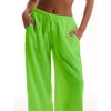 image:imageRoseSeek Womens Beach Cover Ups Wide Leg Loose Linen Pants Swimsuit Coverup Summer Vacation Outfits 2026Hot Green