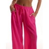 image:imageRoseSeek Womens Beach Cover Ups Wide Leg Loose Linen Pants Swimsuit Coverup Summer Vacation Outfits 2026Hot Pink