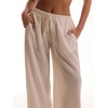 image:imageRoseSeek Womens Beach Cover Ups Wide Leg Loose Linen Pants Swimsuit Coverup Summer Vacation Outfits 2026Khaki