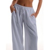 image:imageRoseSeek Womens Beach Cover Ups Wide Leg Loose Linen Pants Swimsuit Coverup Summer Vacation Outfits 2026Light Grey