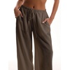 image:imageRoseSeek Womens Beach Cover Ups Wide Leg Loose Linen Pants Swimsuit Coverup Summer Vacation Outfits 2026Medium Brown