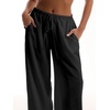 image:imageRoseSeek Womens Beach Cover Ups Wide Leg Loose Linen Pants Swimsuit Coverup Summer Vacation Outfits 2026Soft Black