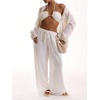image:imageRoseSeek Womens Beach Cover Ups Wide Leg Loose Linen Pants Swimsuit Coverup Summer Vacation Outfits 2026White