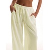image:imageRoseSeek Womens Beach Cover Ups Wide Leg Loose Linen Pants Swimsuit Coverup Summer Vacation Outfits 2026Yellow Beige