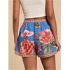 image:imageRoseSeek Womens Boho Floral Summer Shorts High Waisted Wide Leg Tropical Holiday Vacation ShortsBlue