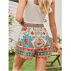 image:imageRoseSeek Womens Boho Floral Summer Shorts High Waisted Wide Leg Tropical Holiday Vacation ShortsGreen Beige Red