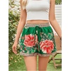 image:imageRoseSeek Womens Boho Floral Summer Shorts High Waisted Wide Leg Tropical Holiday Vacation ShortsGreen and Red