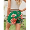 image:imageRoseSeek Womens Boho Floral Summer Shorts High Waisted Wide Leg Tropical Holiday Vacation ShortsGreen and Red
