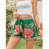 image:imageRoseSeek Womens Boho Floral Summer Shorts High Waisted Wide Leg Tropical Holiday Vacation ShortsGreen and Red