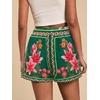 image:imageRoseSeek Womens Boho Floral Summer Shorts High Waisted Wide Leg Tropical Holiday Vacation ShortsMulticolor Green