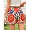 image:imageRoseSeek Womens Boho Floral Summer Shorts High Waisted Wide Leg Tropical Holiday Vacation ShortsMulticolor Red