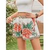 image:imageRoseSeek Womens Boho Floral Summer Shorts High Waisted Wide Leg Tropical Holiday Vacation ShortsWhite and Red