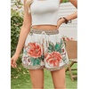 image:imageRoseSeek Womens Boho Floral Summer Shorts High Waisted Wide Leg Tropical Holiday Vacation ShortsWhite and Red