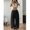 image:imageRoseSeek Womens Boho Wide Leg Linen Pants Drawstring Waist Casual Loose Trousers Vacation OutfitsBlack
