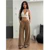 image:imageRoseSeek Womens Boho Wide Leg Linen Pants Drawstring Waist Casual Loose Trousers Vacation OutfitsPure Brown