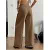 image:imageRoseSeek Womens Boho Wide Leg Linen Pants Drawstring Waist Casual Loose Trousers Vacation OutfitsPure Brown