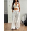 image:imageRoseSeek Womens Boho Wide Leg Linen Pants Drawstring Waist Casual Loose Trousers Vacation OutfitsWhite