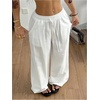 image:imageRoseSeek Womens Boho Wide Leg Linen Pants Drawstring Waist Casual Loose Trousers Vacation OutfitsWhite