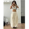 image:imageRoseSeek Womens Boho Wide Leg Linen Pants Drawstring Waist Casual Loose Trousers Vacation OutfitsWhite Beige