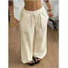 image:imageRoseSeek Womens Boho Wide Leg Linen Pants Drawstring Waist Casual Loose Trousers Vacation OutfitsWhite Beige