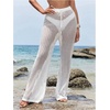 image:imageRoseSeek Womens Cover Up Beach Pants Hollow Out Drawstring High Elastic Waist Swimsuit Beach Cover Up PantsAll White