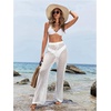 image:imageRoseSeek Womens Cover Up Beach Pants Hollow Out Drawstring High Elastic Waist Swimsuit Beach Cover Up PantsAll White