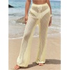 image:imageRoseSeek Womens Cover Up Beach Pants Hollow Out Drawstring High Elastic Waist Swimsuit Beach Cover Up PantsBeige