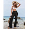 image:imageRoseSeek Womens Cover Up Beach Pants Hollow Out Drawstring High Elastic Waist Swimsuit Beach Cover Up PantsBlack
