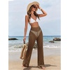 image:imageRoseSeek Womens Cover Up Beach Pants Hollow Out Drawstring High Elastic Waist Swimsuit Beach Cover Up PantsBronze