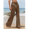 image:imageRoseSeek Womens Cover Up Beach Pants Hollow Out Drawstring High Elastic Waist Swimsuit Beach Cover Up PantsBronze