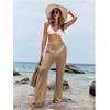 image:imageRoseSeek Womens Cover Up Beach Pants Hollow Out Drawstring High Elastic Waist Swimsuit Beach Cover Up PantsBrown