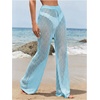 image:imageRoseSeek Womens Cover Up Beach Pants Hollow Out Drawstring High Elastic Waist Swimsuit Beach Cover Up PantsDusty Blue