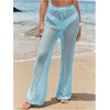 image:imageRoseSeek Womens Cover Up Beach Pants Hollow Out Drawstring High Elastic Waist Swimsuit Beach Cover Up PantsDusty Blue
