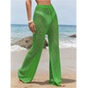 image:imageRoseSeek Womens Cover Up Beach Pants Hollow Out Drawstring High Elastic Waist Swimsuit Beach Cover Up PantsGreen