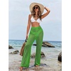 image:imageRoseSeek Womens Cover Up Beach Pants Hollow Out Drawstring High Elastic Waist Swimsuit Beach Cover Up PantsGreen