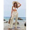 image:imageRoseSeek Womens Cover Up Beach Pants Hollow Out Drawstring High Elastic Waist Swimsuit Beach Cover Up PantsLight Apricot