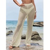image:imageRoseSeek Womens Cover Up Beach Pants Hollow Out Drawstring High Elastic Waist Swimsuit Beach Cover Up PantsLight Apricot