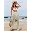 image:imageRoseSeek Womens Cover Up Beach Pants Hollow Out Drawstring High Elastic Waist Swimsuit Beach Cover Up PantsLight Apricot