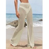 image:imageRoseSeek Womens Cover Up Beach Pants Hollow Out Drawstring High Elastic Waist Swimsuit Beach Cover Up PantsLight Apricot