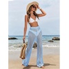 image:imageRoseSeek Womens Cover Up Beach Pants Hollow Out Drawstring High Elastic Waist Swimsuit Beach Cover Up PantsMint Blue
