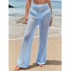 image:imageRoseSeek Womens Cover Up Beach Pants Hollow Out Drawstring High Elastic Waist Swimsuit Beach Cover Up PantsMint Blue