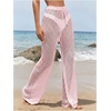 image:imageRoseSeek Womens Cover Up Beach Pants Hollow Out Drawstring High Elastic Waist Swimsuit Beach Cover Up PantsPink