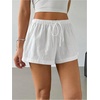 image:imageRoseSeek Womens Drawstring High Waisted Button Front Mini Shorts Loose Wide Leg Track Shorts Casual LoungeWhite
