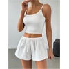 image:imageRoseSeek Womens Drawstring High Waisted Button Front Mini Shorts Loose Wide Leg Track Shorts Casual LoungeWhite